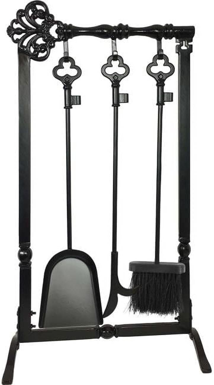 Key Design Fireplace Tool Set, Black - 4 Piece