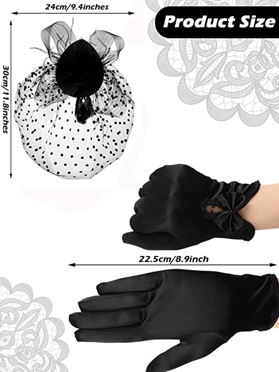 Buy Fascinators Hat and Glove for Women Funeral Veil Hat Pillbox