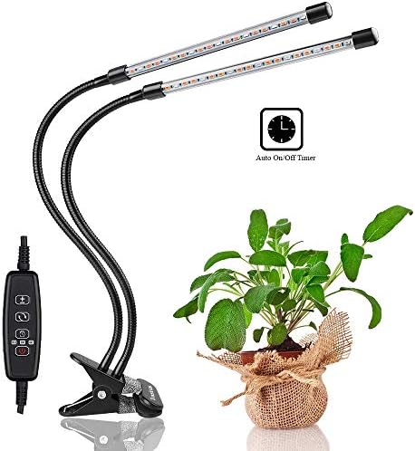 Plant Light, Jasius [2019 Upgraded Version]20W Dual Head Timing 36 LED 5 Dimmable Levels Plant Grow Lights for Indoor Plants with Red/Blue Spectrum, Adjustable Gooseneck, 3/6/12H Timer, 3 Switch Modes