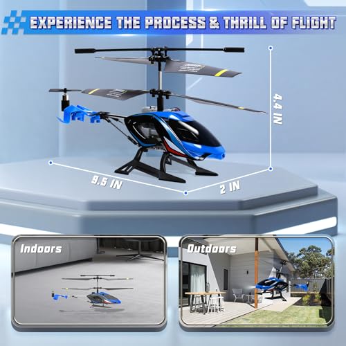 A Alpha Sky Rover Hélicoptère RC, 2.4G Avion télécommandé avec lumières LED, Hélicoptère télécommandé Jouet intérieur extérieur pour Enfants Garçons Filles 8 9 10 11 12 Ans, Bleu – vue 3