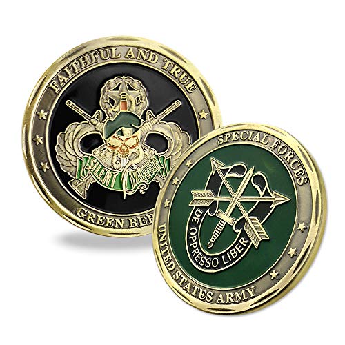 Indeep United States Army Special Forces Challenge Coin Faithful and True Green Beret Coin