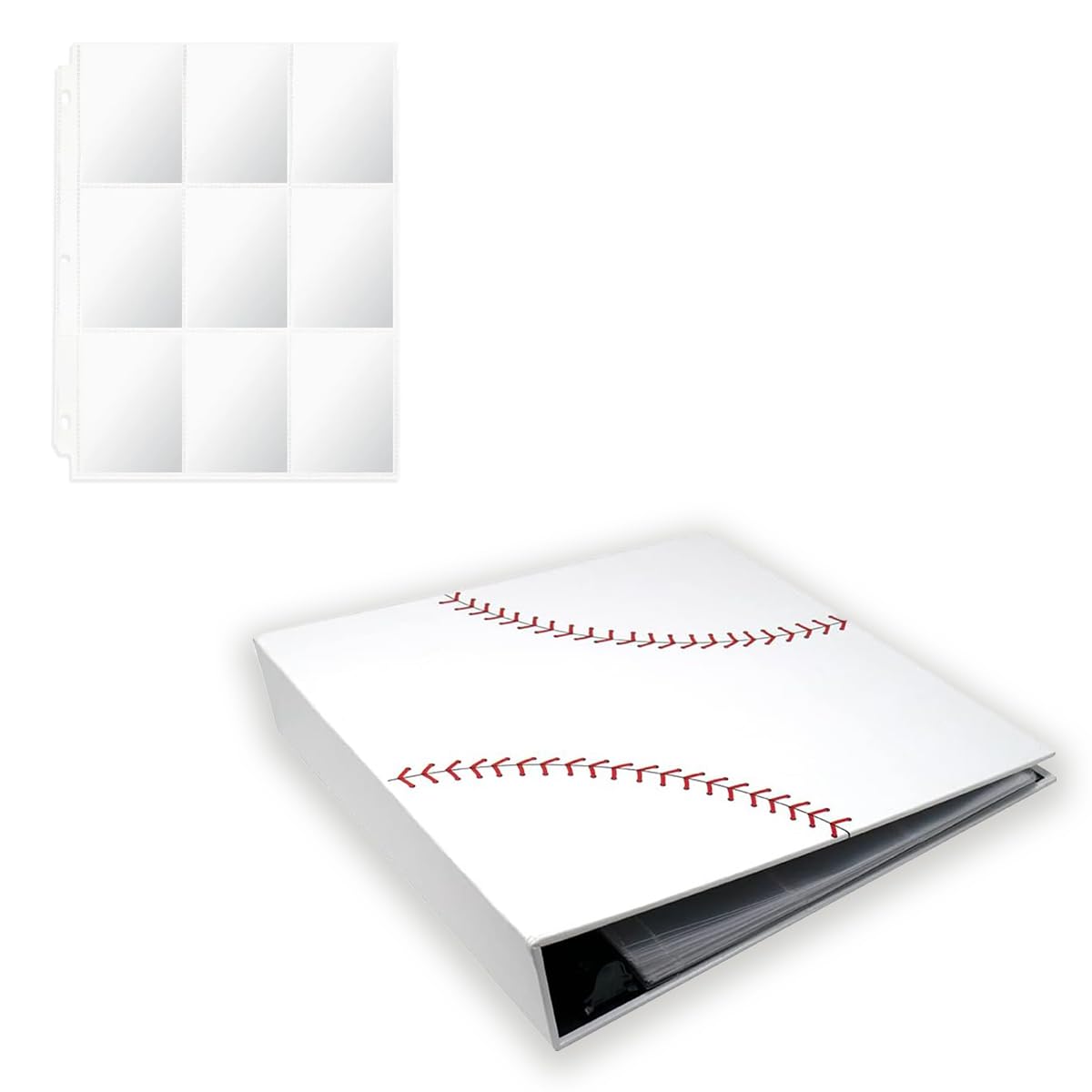 Baseball Card Binder with 50 Transparent Sleeves | Baseballz Texture by All Star Products | Real Look & Feel