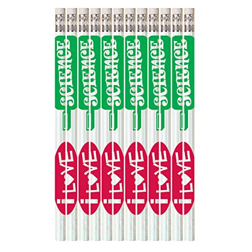 12 x I Love Science HB Pencils with Erasers. Class Gift/Party Bag Filler
