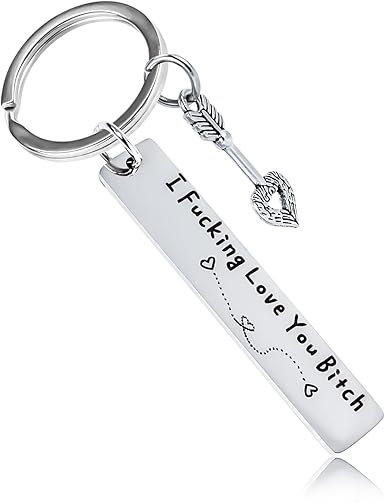 Best Friend Keychain for Women, Stainless Steel Key Chain Engrave I Fking Love You Bith Birthday Christmas Friendship Gift for Bestie Best Friends Female Bff