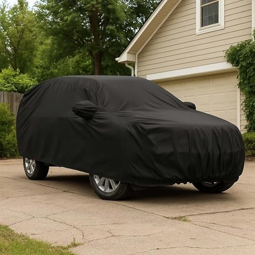 Image of Sulfar 100% Water Resistant Car Body Cover Compatible with Mirror for Hyundai Venue (Triple Stitched, Full Bottom Elastic, Black-N)