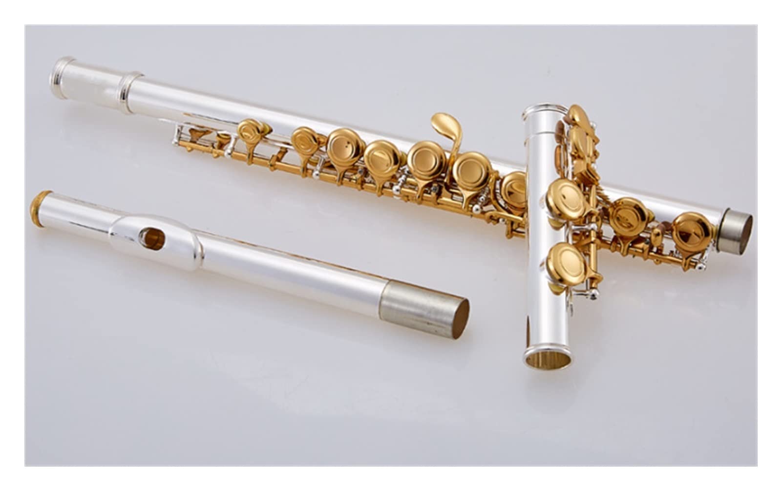 Coude 16 Trous Open-Hole C Key Flûte Instrument Corps en Argent Plaqué Or Kit Flûte traversière