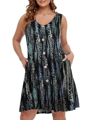 Image of BELAROI Summer Dresses for Women Beach Tshirt Sundress V Neck Casual Swing Tank Dress Swimsuit Cover Ups Pockets