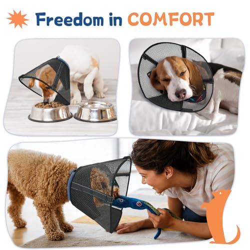 Image of Dog Cone Collar to Stop Licking, Soft Mesh Recovery Collar After Surgery with Liner, Elizabeth Cone Alternative for Medium and Large Dogs, for Surgery, Spay, Neuter, Wound Care,XL,Colorful