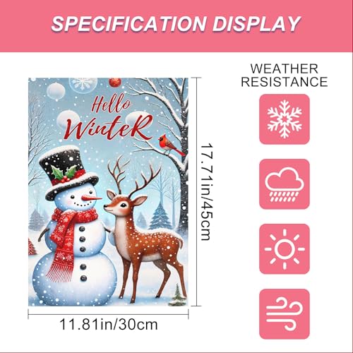Image of BlissYard Garden Flag Snowman Deer Forest Winter 12x18 Inch Polyester