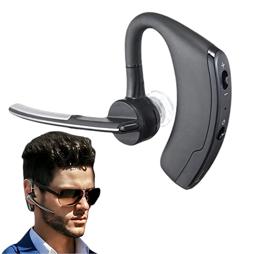 Drumstone 𝟏𝟓 𝐘𝐞𝐚𝐫𝐬 𝐖𝐚𝐫𝐫𝐚𝐧𝐭𝐲 Bluetooth V5.0 Headset with Mic, Noise Cancellation & Magnetic Charging – Wireless Earpiece for Gym, Sports, Driving – Compatible with All Bluetooth Devices