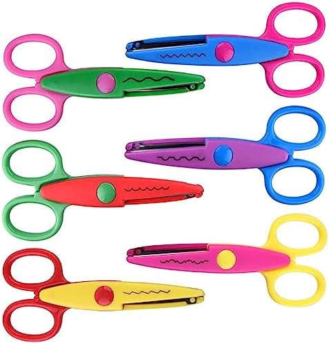Craft Scissors Set 6 PCS Colorful Pattern Design Paper Edger Scissors Serrated Scissors for Kids, Students, Teachers, DIY Photos, Crafts, Art Projects, Scrapbooking