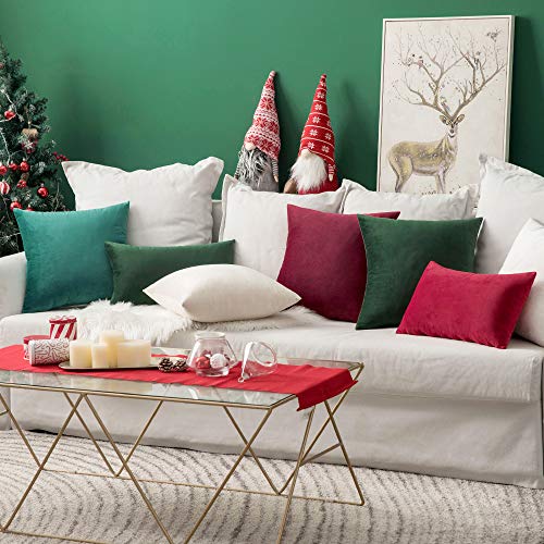 MIULEE Velvet Soft Decorative Square Throw Pillow Case Cushion Cover Luxury Pillowcase for Livingroom Sofa Bedroom with Invisible Zipper 50cm x 50cm,20x20 Inches 1 Pack Dark Green - Image 4