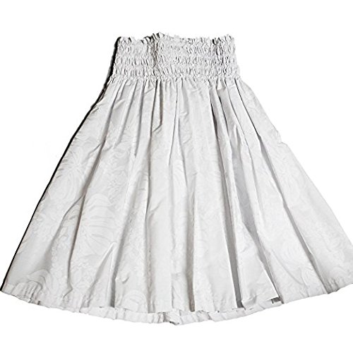 Hawaiian Pa'u Hula Skirt, White Flower on White Background2