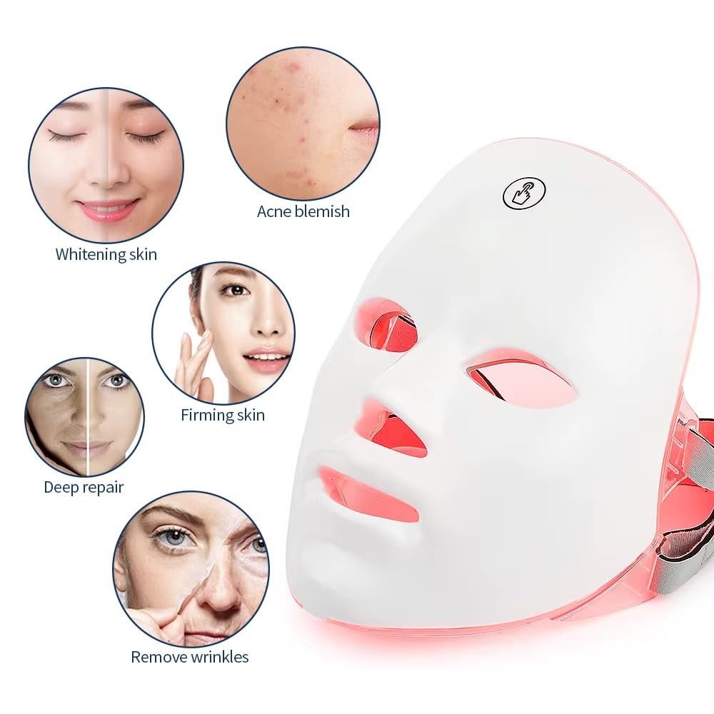 Maschera led viso - Maschera Led per Viso e Collo,Led Mask ha Effetti Di Ringiovanimento Della Pelle, Antietà e Antirughe per Tutti i Tipi di Pelle
