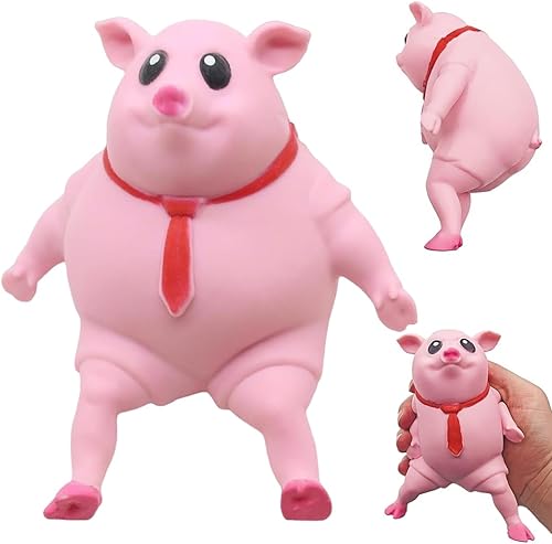 MZQOO Juguetes de cerdo esponjoso, juguete blando de cerdo rosa para niños y adultos, juguetes novedosos para apretar, divertido juguete sensorial