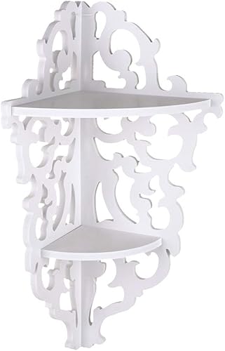 Miniatura 8 de Yosoo Paneles de pared de filigrana tallados dobles blancos, estante de esquina de pared, estante de almacenamiento, soporte de baño para maceta,