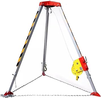 Confined Space Rescue Tripod Retractable Anti-Dropping Rescue System for Working in High Places/Cliffs/Narrow Space, Manhole Rescue Tripod with 1800 Lbs Winchwith Safe Belt