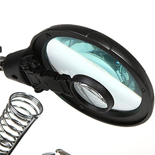 Lupa de mesa multifuncional 10X com 5 luzes LED Iluminação auxiliar Lente de três substituições múlt