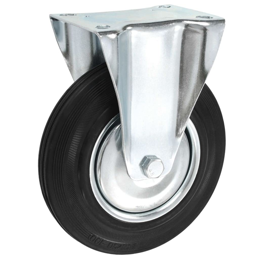 8 Stück Bockrollen 200 mm Gummi mit Zinkbeschichtung für Werkstatt, Lager, Industrie, Transportwagen und Schwerlastanwendungen, geräuschlos, robust, 180 kg Traglast pro Rolle
