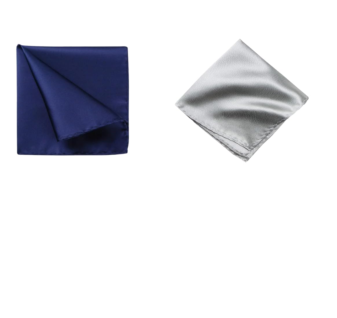 Men's Pocket Square Set – Navy Blue & Silver (Pack of 2) | 10x10 inch Satin Handkerchief for Sherwani, Suit, Blazer & Tuxedo-image-43