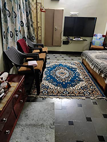 Image of Soft Washable Beautiful Acrylic Rugs for Home Decor Living Room 5x7 feet (150 x 200 CM) Super Blue