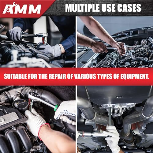 Image of AMM 3 /8 Inch Drive Extra Long allen hex bit socket set,19-Piece Standard SAE & Metric Allen socket set, S2 Alloy steel, Automobile repair tools (Pack of 2)