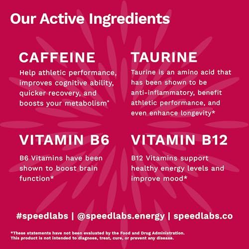 Image of Speed Labs Caffeine Energy Gummies Black Raspberry Natural, 25mg Caffeine, Taurine, B-Vitamins per Piece, 30 Pieces, Vegan, Gluten Free, 1g Added Sugar