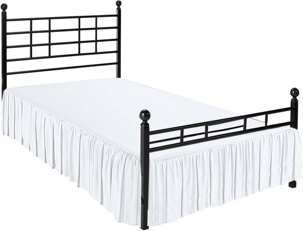 Ruffle Bed Skirt with Split Corners, Microfiber Dust Ruffled for a Perfectly Tailored Bedding Ensemble, Wrinkle and Fade Free, Easy Fit, Queen Size 18 Inch Drop, White
