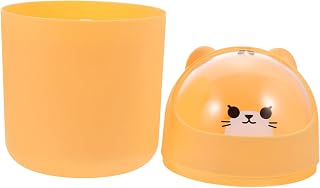 Uonlytech Small Desktop Trash Can with Lid Cute Bear-Shaped Compact Garbage Bin for Home Office Table Space-Saving Animal Wastebasket for Bedroom Study Convenient Opening