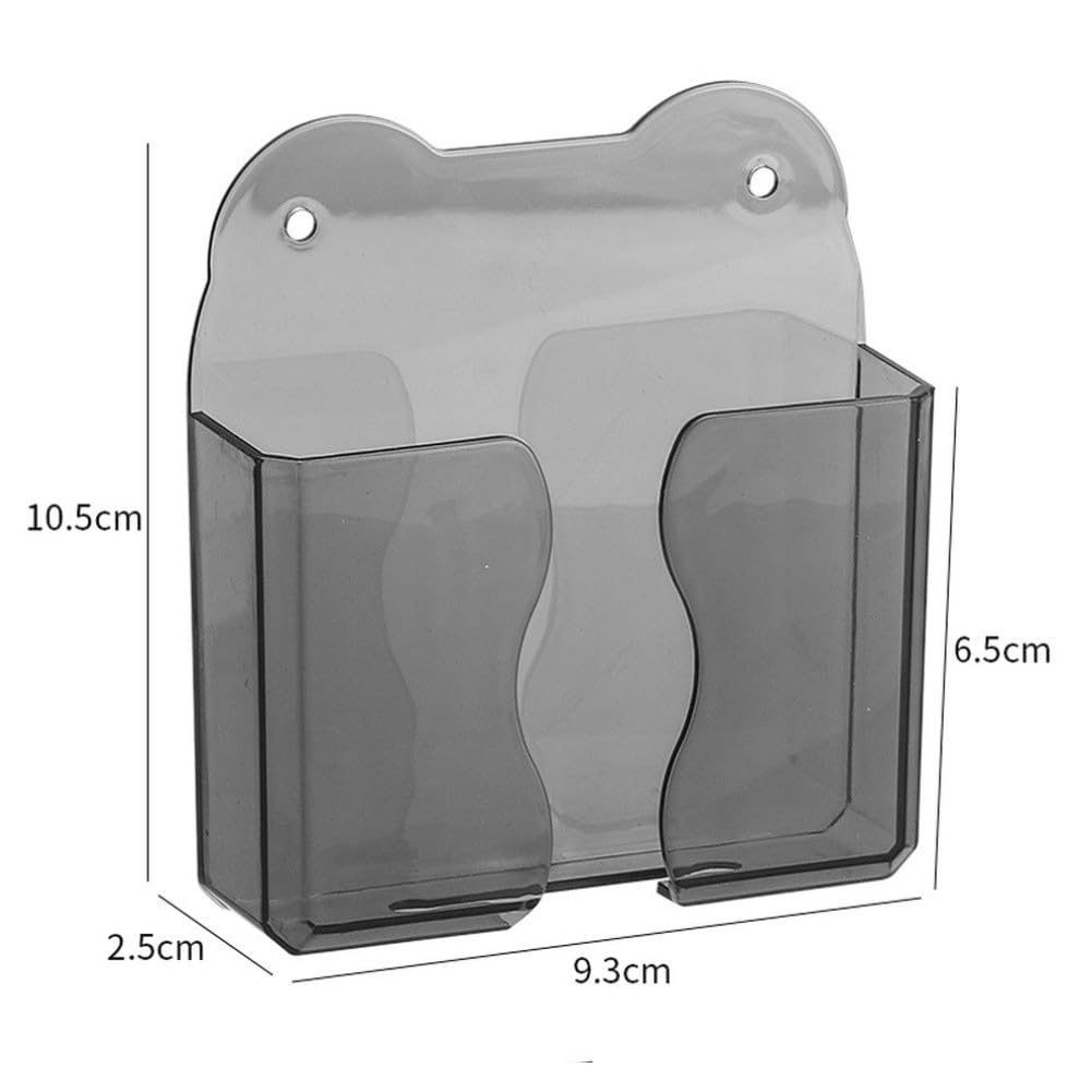 Soporte de pared para teléfono con estación de carga, organizador antideslizante para mesita de noche, oficina y baño, material de policarbonato, 10,5 x 9,5 cm, gris/amarillo/transparente