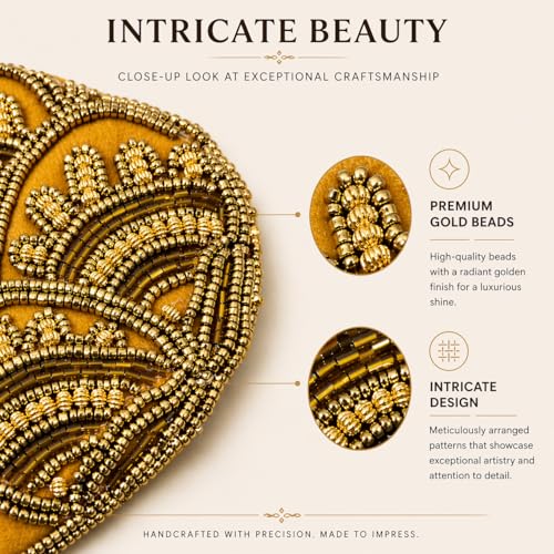 Image of Women's Embellished Zari & Pearl Velvet Potli Bag - Elegant Traditional Handcrafted Clutch for Weddings & Festive Occasions
