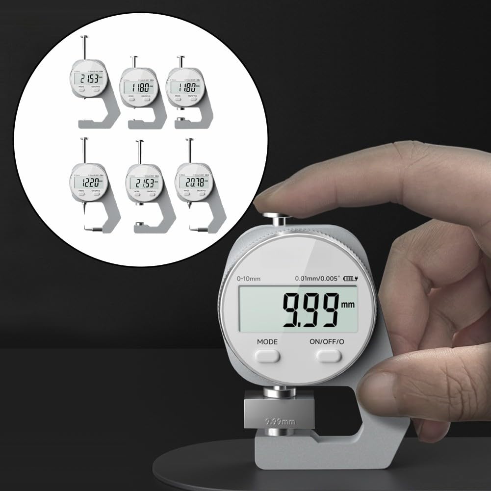 Spessimetro digitale ricaricabile con precisione di 0,01 mm per pelle di carta e metallo utilizzando sonde curve a punta piatta sullo schermo LCD (testa appuntita 10 mm)