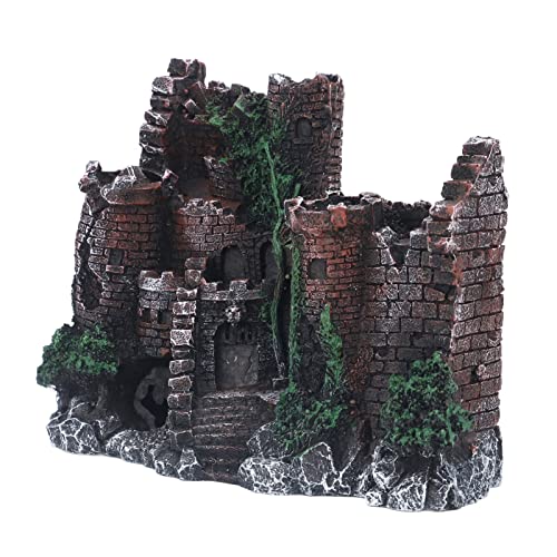 Topiky Decoración de Castillo de Acuario Simulada, Adorno de Resina para Pecera, Escondite Realista para Peces, Estable y Fácil de Limpiar, Adecuado para Cualquier Tanque