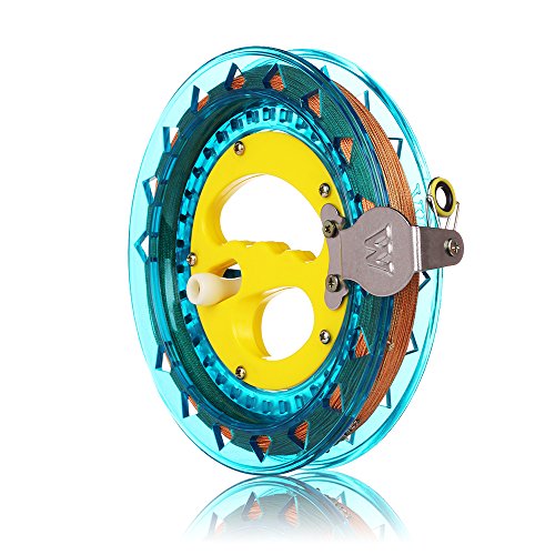 HappyToy Kite Reel Winder Kite String Handle Reel [Lock-on] with Line - 1000ft Durable String (Blue - Yellow)