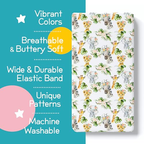 Image of Honey Lemonade - Buttery Soft Rayon Baby Crib Sheets Girl and Boy - Infant Shower Gift - Mini Crib Sheets - Fitted & Breathable Crib Mattress Sheet - Toddler Sheet 52 x 28 x 7 inches (Africa Animals)