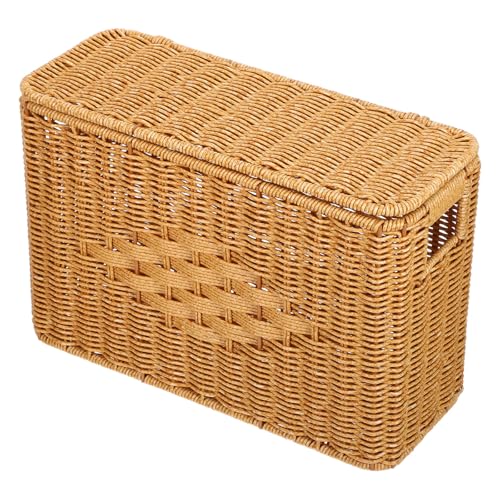 Panier tressé à la main effet rotin avec couvercle rustique chic - 2