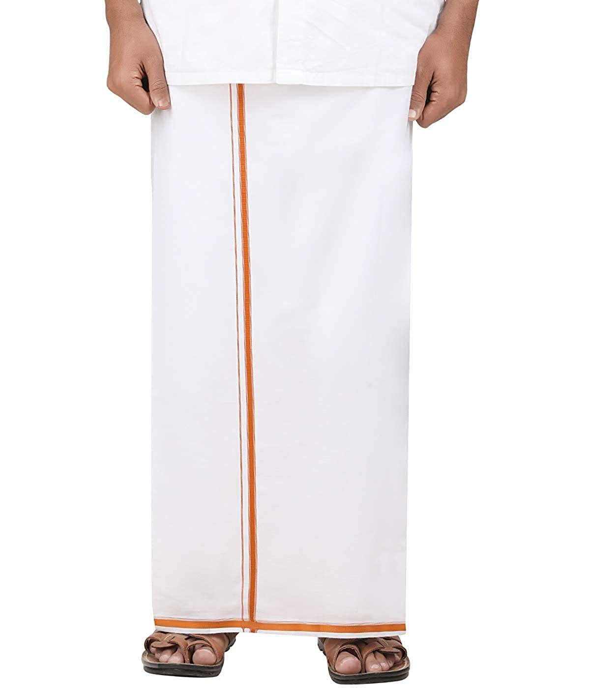 Mens Thick Border 100% Cotton Dhoti 2.00 Meters Pure White Mundu/Vesti Mens Thick Border 100% Cotton Dhoti 2.00 Meters Pure White Mundu/Vesti