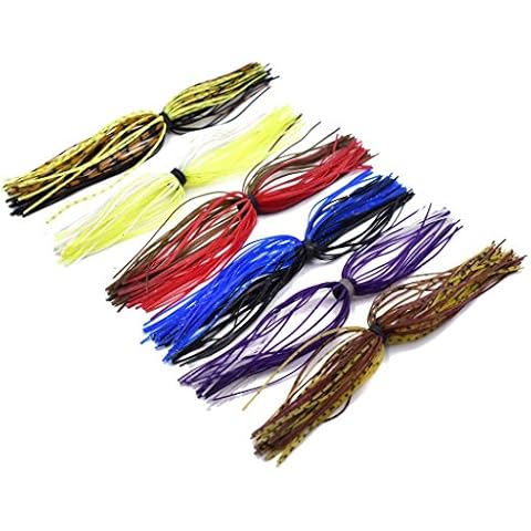 12 Bundles 50 Strands Assorted Colors Fishing Silicone Skirt with Rubber Ring Ring Rubber Jig Lures Cover