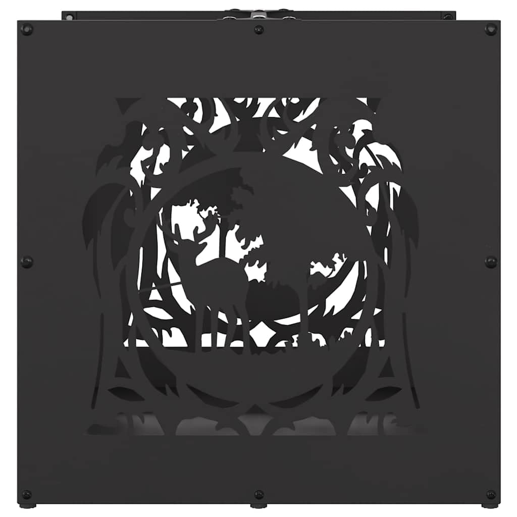 Estantería para leña negra de acero laminado en frío, 40 x 40 x 40 cm, cesta de metal para interior, terraza, jardín, ahorro de espacio y moderno