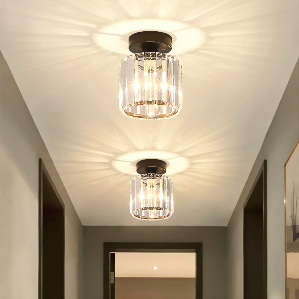 Plafonnier Moderne Lustre Abat-Jour En Cristal Et Métal Led Suspension Luminaire Créatif E27