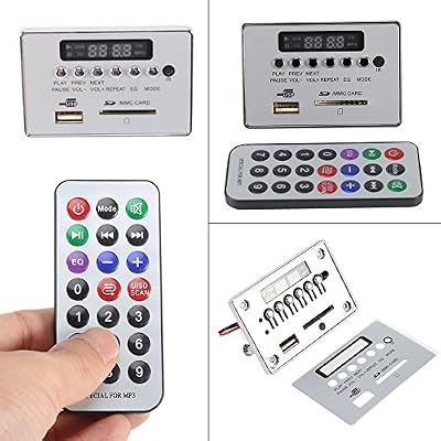 MP3 Decoder, DC 12V Bluetooth MP3 Decoder Board Audio Module USB SD TF FM Radio Lossless WMA/WAV(12V Bluetooth Black Edition)