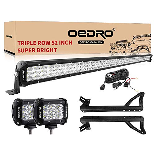 Image of OEDRO 52 Inch LED Light Bar w /4 inch Spot Off Road Driving Light Pods (2 Pack)