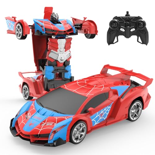 DEERC Coche teledirigido transformable, Coches Robot RC, Juguete de Coche araña, deformación con un Solo botón y Deriva giratoria de 360° para niños de 4 a 12 años, Regalo de cumpleaños y Navidad