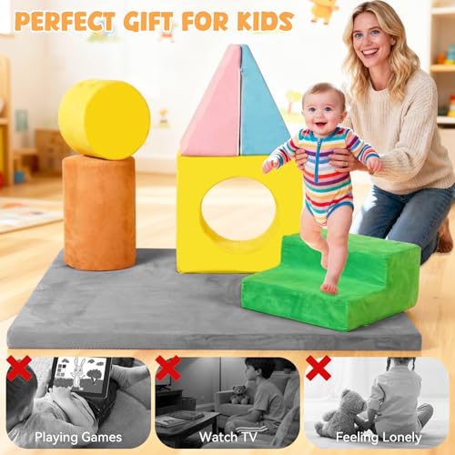 Image of STAOLENE Foam Climbing Blocks for Toddlers 1-3, Soft Play Climbing Toys Climb and Crawl Climbing Toys Soft Foam Play Set (Multicolor)