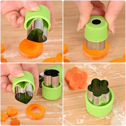 9 Pcs Vegetable Cutter Shapes Set, Stainless Steel Cookie Stamps Mold for Baking, Multi Shape Size Animal Cookie Cutters, Green - image 3