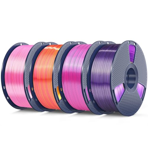 Image of SUNLU 4KG Dual Color Silk Filament, Silk PLA 3D Printer Filament 1.75mm, Dimensional Accuracy + /- 0.02mm, 1KG Spool(2.2 lbs), 4 Pack, PLA Silk Dual Color