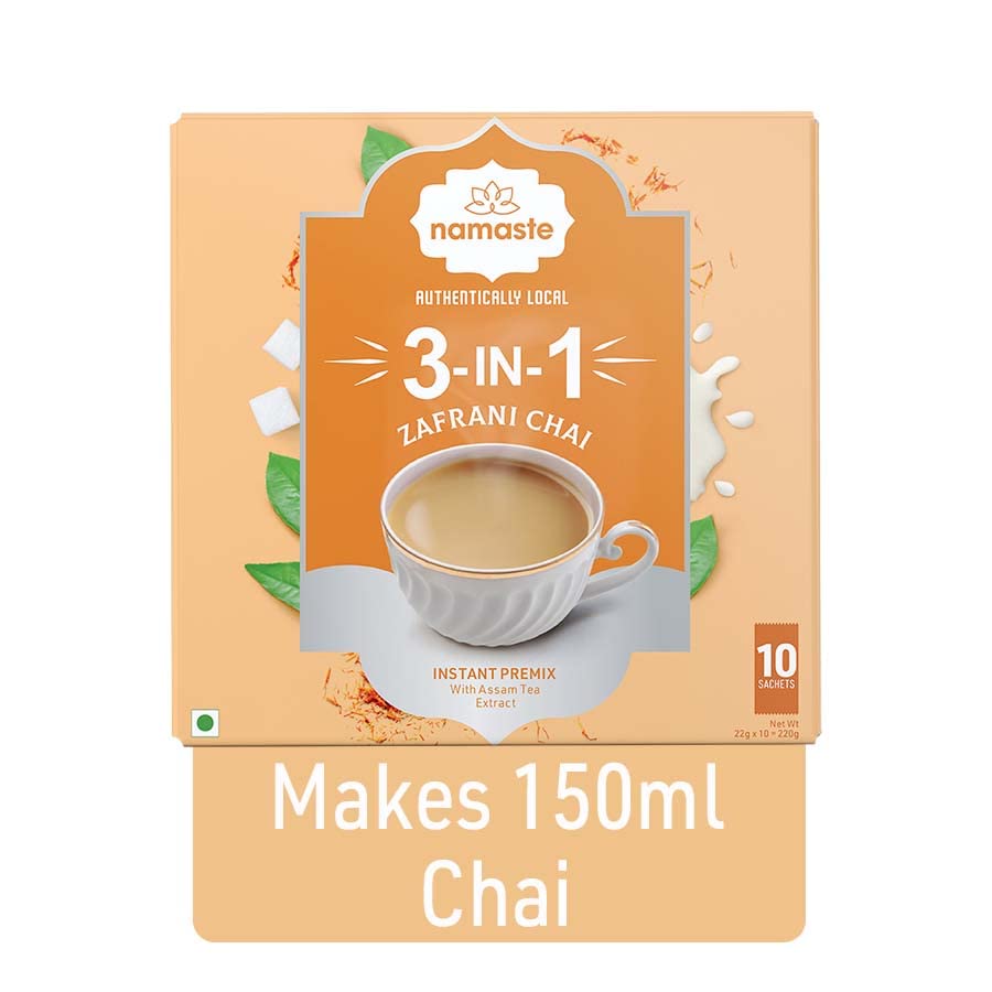 Miniatura 5 de Namaste Chai Zafrani Saffron Tea Premix  Saquitos instantáneos de té de azafrán en polvo con leche y azúcar  0.78 oz x 10 sobres