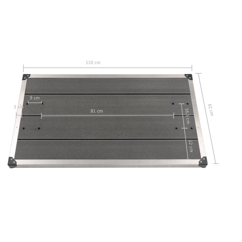 Mangloder - Doccia da giardino con piastra di base grigia in WPC, 220 cm, in alluminio, soffione da 15 cm e doccetta da 1,5 m, per piscina, idromassaggio, jacuzzi e giardino all'aperto in estate
