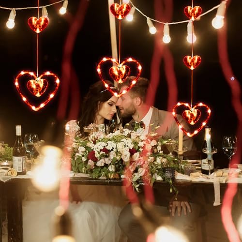 Guirlande lumineuse LED rouge cœur cadeau idéal pour anniversaire et Saint-Valentin