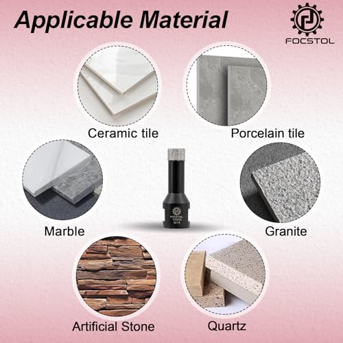 FOCSTOL Diamond Core Drill Bit - 2pcs 14mm Diamond Hole Saw for Porcelain Ceramic Tile Marble Granite Quartz M14 Thread 5 FOCSTOL Diamond Core Drill Bit - 2pcs 14mm Diamond Hole Saw for Porcelain Ceramic Tile Marble Granite Quartz M14 Thread - Image 5